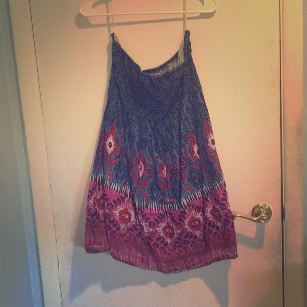 Strapless Printed Summer Dress- Planet Gold
